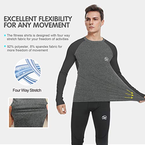 MEETWEE Camiseta Térmica Compresión Hombre, Manga Larga para Deportes Camisetas Transpirable Secado Rápido T-Shirt para Running Ciclismo Fitness