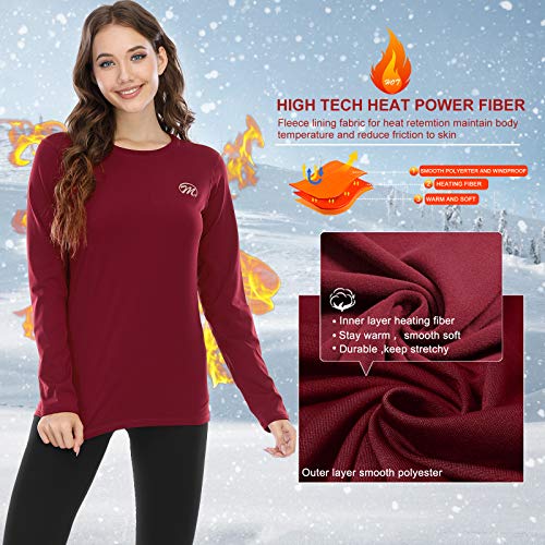 Meetwee - Camiseta térmica para mujer, manga larga, de compresión y base, ropa interior térmica para deportes de esquí y running Meetwee - Camiseta térmica para mujer, manga larga, de compresión y base, ropa interior térmica para deportes de esquí y running
