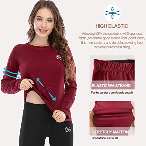 Meetwee - Camiseta térmica para mujer, manga larga, de compresión y base, ropa interior térmica para deportes de esquí y running Meetwee - Camiseta térmica para mujer, manga larga, de compresión y base, ropa interior térmica para deportes de esquí y running