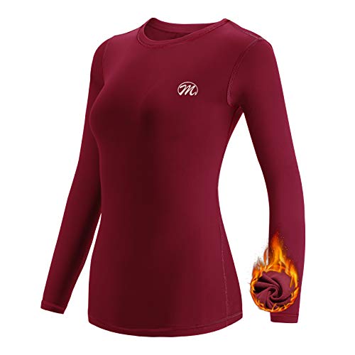Meetwee - Camiseta térmica para mujer, manga larga, de compresión y base, ropa interior térmica para deportes de esquí y running Meetwee - Camiseta térmica para mujer, manga larga, de compresión y base, ropa interior térmica para deportes de esquí y running