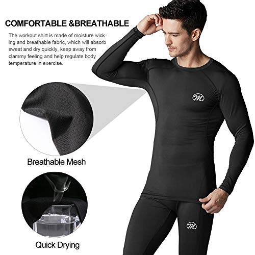 MEETWEE Conjuntos térmicos Hombre, Manga Larga Camiseta Térmica Pantalones Largos Base Layer Thermo Function Ropa Deportiva de Invierno para Running Ciclismo Esquí