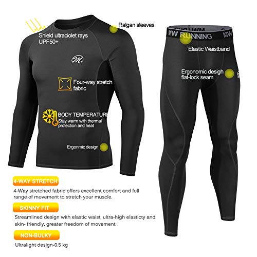 MEETWEE Conjuntos térmicos Hombre, Manga Larga Camiseta Térmica Pantalones Largos Base Layer Thermo Function Ropa Deportiva de Invierno para Running Ciclismo Esquí MEETWEE Conjuntos térmicos Hombre, Manga Larga Camiseta Térmica Pantalones Largos Base Layer Thermo Function Ropa Deportiva de Invierno para Running Ciclismo Esquí