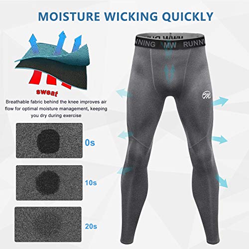 MEETWEE Leggings de compresión para hombre, mallas para correr y secar en la parte inferior de la capa base de los pantalones deportivos para entrenamiento, trotar