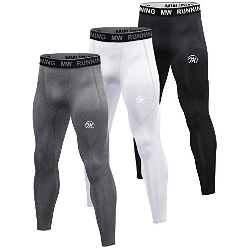 MEETWEE Leggings de compresión para hombre, mallas para correr y secar en la parte inferior de la capa base de los pantalones deportivos para entrenamiento, trotar