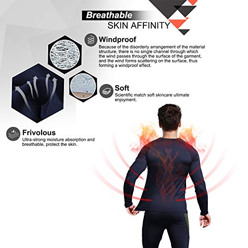 MEETWEE Ropa Interior térmica Hombre, Conjuntos térmicos, Camiseta Térmica Hombres Manga Larga Pantalones Largos para Esquí, Montaña, Ciclismo, Fitness