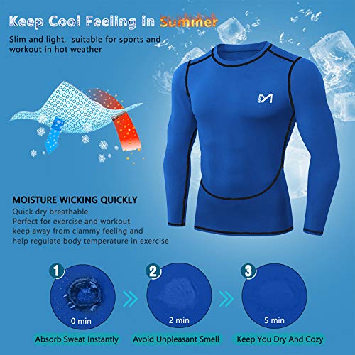 MEETYOO Camiseta Compresion Hombre, Ropa Deportiva Manga Larga Base Layers para Running Gym Ciclismo