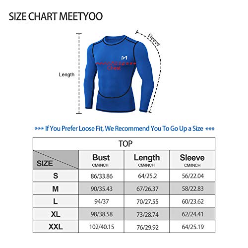 MEETYOO Camiseta Compresion Hombre, Ropa Deportiva Manga Larga Base Layers para Running Gym Ciclismo