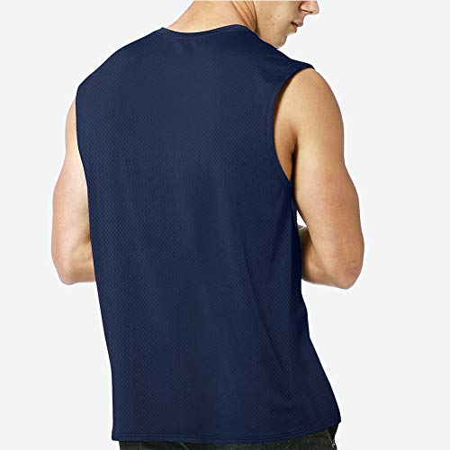 MEETYOO Camisetas Ttirantes Hombre, Camisetas sin Mangas Running Tank Top Gym para Fitness Deportes (Azul, L)