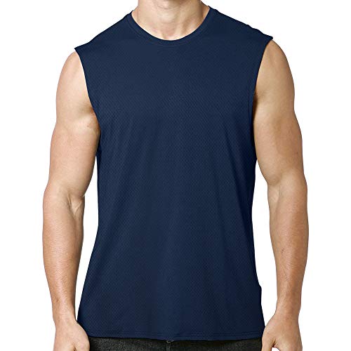 MEETYOO Camisetas Ttirantes Hombre, Camisetas sin Mangas Running Tank Top Gym para Fitness Deportes (Azul, L)