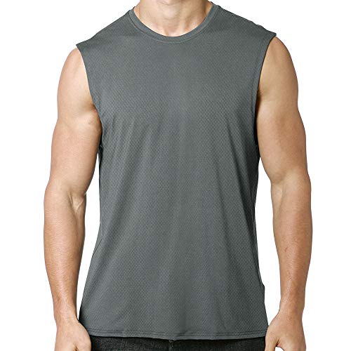 MEETYOO Camisetas Ttirantes Hombre, Camisetas sin Mangas Running Tank Top Gym para Fitness Deportes (Gris, M)