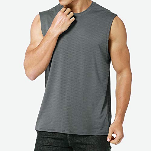 MEETYOO Camisetas Ttirantes Hombre, Camisetas sin Mangas Running Tank Top Gym para Fitness Deportes (Gris, M)