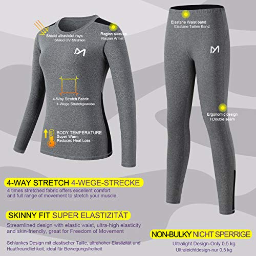 MEETYOO Conjuntos térmicos Mujer, Ropa Interior termica Invierno Base Layer Thermo Pantalones para Running Ciclismo Esquí