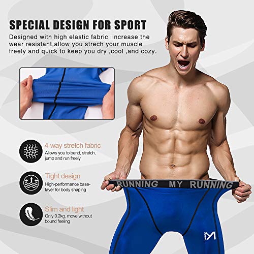 MEETYOO Leggings Hombre, Pantalón de Compresión Secado Rápido Pantalones Deporte Mallas Largas para Running Fitness Yoga