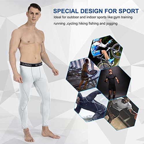 MEETYOO Leggings Hombre, Pantalón de Compresión Secado Rápido Pantalones Deporte Mallas Largas para Running Fitness Yoga