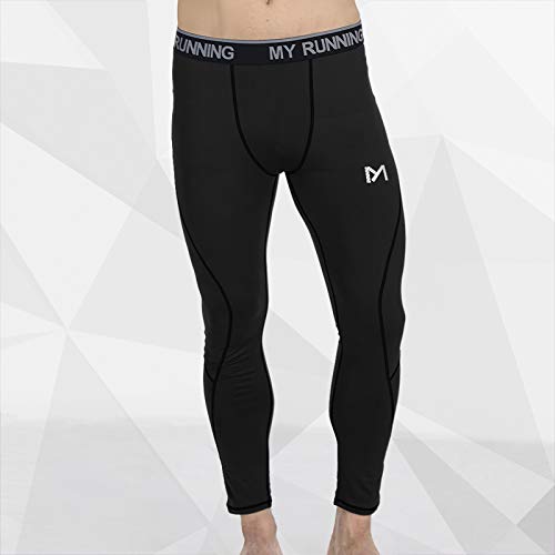 MEETYOO Leggings Hombre, Pantalón de Compresión Secado Rápido Pantalones Deporte Mallas Largas para Running Fitness Yoga (Negro+Blanco+Gris, L)