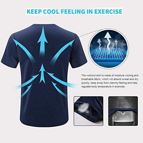 MEETYOO T-Shirt Hombre, Camiseta Manga Corta Deportes tee Ropa Deportiva para Running Gym Fitness