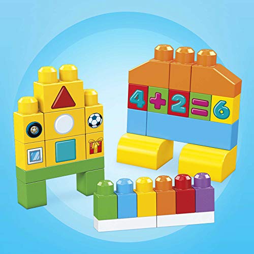 Mega Bloks Juego de bloques de construcción bebé 1 año Construye y Aprende (Mattel FVJ49)