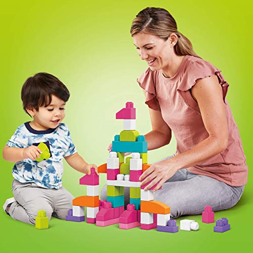 Mega Bloks Juego de construcciones 80 piezas con bolsa ecológica rosa, juguete bebé +1 año (Mattel DCH62) Mega Bloks Juego de construcciones 80 piezas con bolsa ecológica rosa, juguete bebé +1 año (Mattel DCH62)