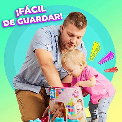 Mega Bloks Juego de construcciones 80 piezas con bolsa ecológica rosa, juguete bebé +1 año (Mattel DCH62) Mega Bloks Juego de construcciones 80 piezas con bolsa ecológica rosa, juguete bebé +1 año (Mattel DCH62)