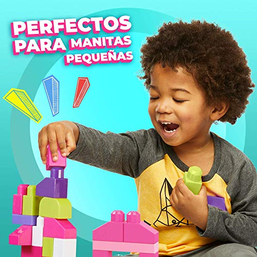 Mega Bloks Juego de construcciones 80 piezas con bolsa ecológica rosa, juguete bebé +1 año (Mattel DCH62) Mega Bloks Juego de construcciones 80 piezas con bolsa ecológica rosa, juguete bebé +1 año (Mattel DCH62)