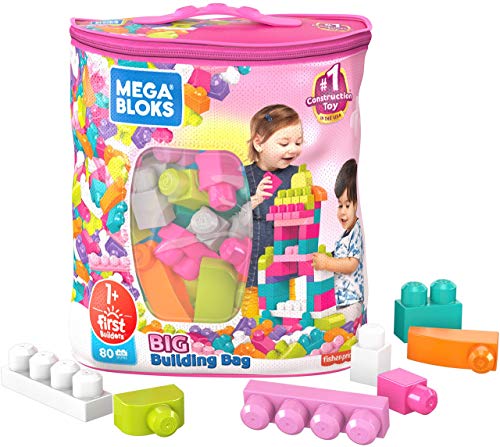 Mega Bloks Juego de construcciones 80 piezas con bolsa ecológica rosa, juguete bebé +1 año (Mattel DCH62) Mega Bloks Juego de construcciones 80 piezas con bolsa ecológica rosa, juguete bebé +1 año (Mattel DCH62)