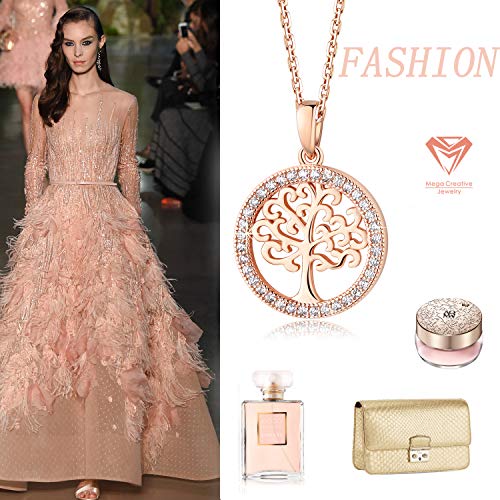 MEGA CREATIVE JEWELRY "Amor de la Familia Collares Mujer de Árbol de la Vida Cristales Swarovski Colgantes de la Moda 925 Plata Esterlina Oro Rosa, Regalo de la Joyería MEGA CREATIVE JEWELRY "Amor de la Familia Collares Mujer de Árbol de la Vida Cristales Swarovski Colgantes de la Moda 925 Plata Esterlina Oro Rosa, Regalo de la Joyería