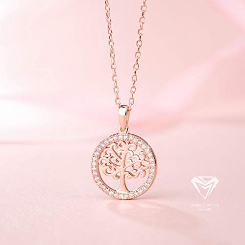 MEGA CREATIVE JEWELRY "Amor de la Familia Collares Mujer de Árbol de la Vida Cristales Swarovski Colgantes de la Moda 925 Plata Esterlina Oro Rosa, Regalo de la Joyería MEGA CREATIVE JEWELRY "Amor de la Familia Collares Mujer de Árbol de la Vida Cristales Swarovski Colgantes de la Moda 925 Plata Esterlina Oro Rosa, Regalo de la Joyería