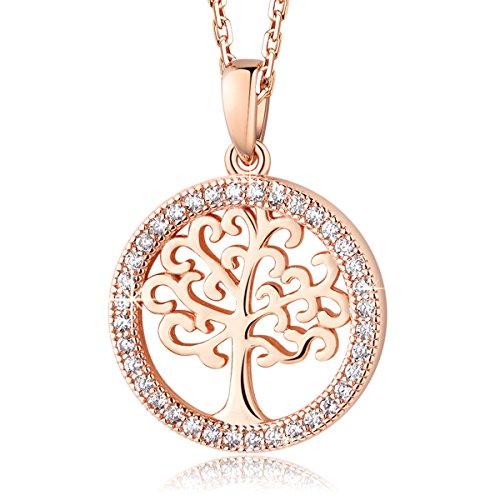 MEGA CREATIVE JEWELRY "Amor de la Familia Collares Mujer de Árbol de la Vida Cristales Swarovski Colgantes de la Moda 925 Plata Esterlina Oro Rosa, Regalo de la Joyería MEGA CREATIVE JEWELRY "Amor de la Familia Collares Mujer de Árbol de la Vida Cristales Swarovski Colgantes de la Moda 925 Plata Esterlina Oro Rosa, Regalo de la Joyería