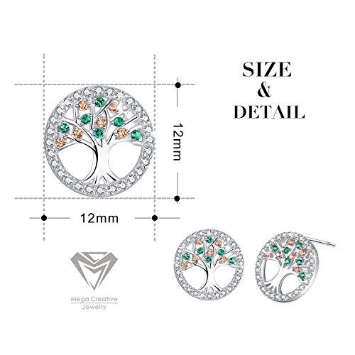 MEGA CREATIVE JEWELRY Pendientes Mujer Amor de la Familia de Árbol de la Vida Cristales Swarovski Pendientes de la Moda 925 Plata Esterlina, Regalo de la Joyería (Plata-Tree) MEGA CREATIVE JEWELRY Pendientes Mujer Amor de la Familia de Árbol de la Vida Cristales Swarovski Pendientes de la Moda 925 Plata Esterlina, Regalo de la Joyería (Plata-Tree)