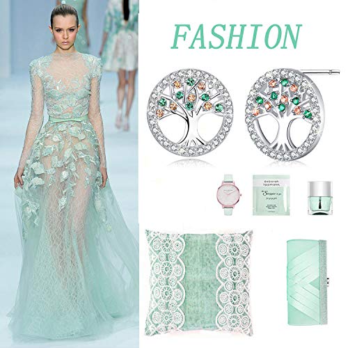 MEGA CREATIVE JEWELRY Pendientes Mujer Amor de la Familia de Árbol de la Vida Cristales Swarovski Pendientes de la Moda 925 Plata Esterlina, Regalo de la Joyería (Plata-Tree) MEGA CREATIVE JEWELRY Pendientes Mujer Amor de la Familia de Árbol de la Vida Cristales Swarovski Pendientes de la Moda 925 Plata Esterlina, Regalo de la Joyería (Plata-Tree)