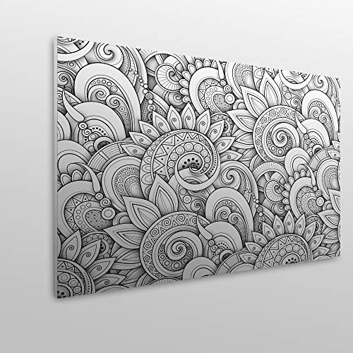 MEGADECOR Cabecero Cama PVC Decorativo Económico Mandala Blanco y Negro 3D Medidas (150 cm x 60 cm)