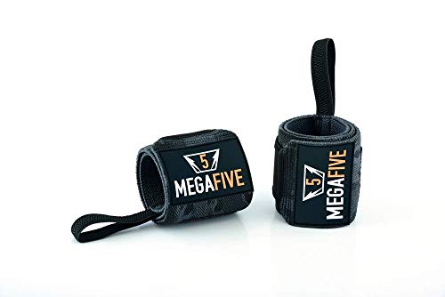 MEGAFIVE Protector de muñeca para musculación y Gimnasia, Gym Straps Deportivas, muñequeras Powerlifting Gimnasio, Crossfit, Fitness, para halterofília (Azul)