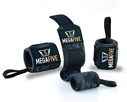 MEGAFIVE Protector de muñeca para musculación y Gimnasia, Gym Straps Deportivas, muñequeras Powerlifting Gimnasio, Crossfit, Fitness, para halterofília (Azul)