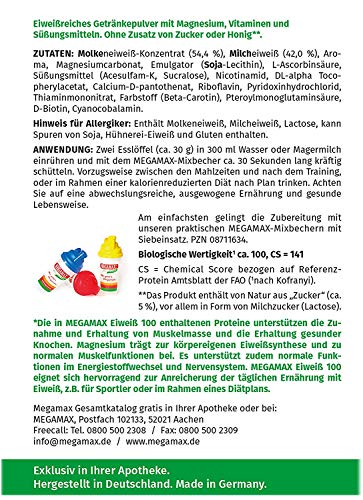 MEGAMAX - Eiweiss - Proteínas de suero de leche y proteínas lácteas - Crecimiento muscular y dieta - Valor biológico aprox. 100 - Vainilla - 750 g MEGAMAX - Eiweiss - Proteínas de suero de leche y proteínas lácteas - Crecimiento muscular y dieta - Valor biológico aprox. 100 - Vainilla - 750 g
