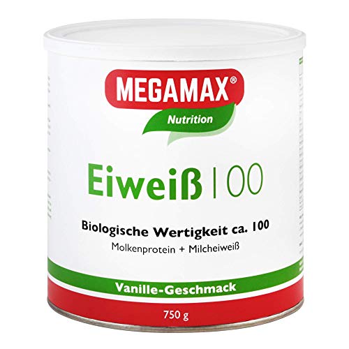MEGAMAX - Eiweiss - Proteínas de suero de leche y proteínas lácteas - Crecimiento muscular y dieta - Valor biológico aprox. 100 - Vainilla - 750 g MEGAMAX - Eiweiss - Proteínas de suero de leche y proteínas lácteas - Crecimiento muscular y dieta - Valor biológico aprox. 100 - Vainilla - 750 g