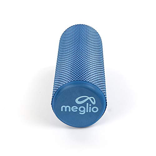 MEGLIO Rodillo de Masaje de Alta Densidad (45cm). Ideal para Masajes y Liberación Miofascial Fitness, Yoga, Pilates. Color Azul con guía de Ejercicio Gratis