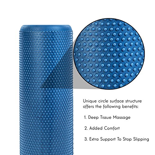 MEGLIO Rodillo de Masaje de Alta Densidad (45cm). Ideal para Masajes y Liberación Miofascial Fitness, Yoga, Pilates. Color Azul con guía de Ejercicio Gratis