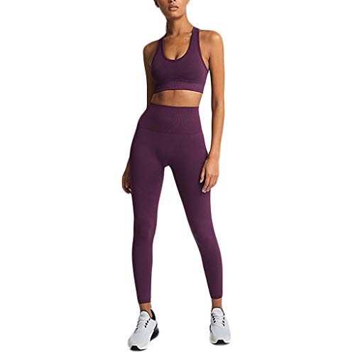 MEIbax Fitness Running Deportes Talle Alto Tank Top Pantalones Yoga Conjuntos de Deporte Mujer 2 Piezas Conjunto para Mujer