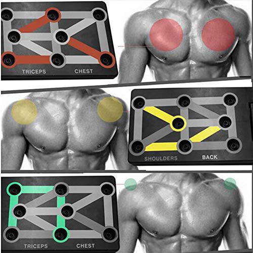 MEICHEN 9 en 1 Empuje Tabla hacia Arriba con Instrucciones sobre cómo Imprimir Herramientas Edificio de Cuerpo de la Aptitud del Ejercicio Hombres Mujeres Push-up Stands para Entrenamiento Corporal