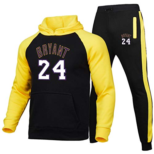 MEIGUI Juego De Chándals De Lajas De Los Hombres 24# Fleece Sudadera con Capucha + Pantalones De Cordón Baloncesto Sportswear Thacksuit B-M