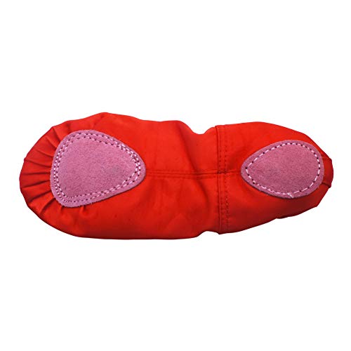 Meijunter Mujeres Niñas Cinta de Seda Zapatos de Baile de Ballet Suela de Cuero Plana Rendimiento Profesional Salón de Baile Yoga Zapatillas de Dance Shoes de Toile Rojo