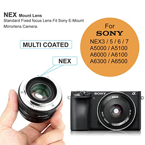 Meike 25mm F1.8 Large Aperture Wide Angle Lens Manual Focus Lens for Sony E Mount Mirrorless Cameras A7III A9 NEX5T A6400 A5000 A5100 A6000 A6500