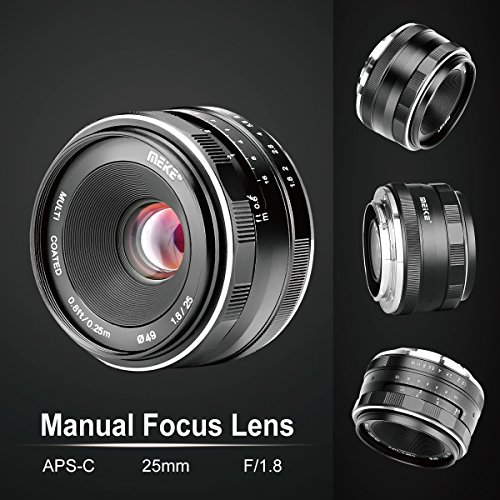 Meike 25mm F1.8 Large Aperture Wide Angle Lens Manual Focus Lens for Sony E Mount Mirrorless Cameras A7III A9 NEX5T A6400 A5000 A5100 A6000 A6500