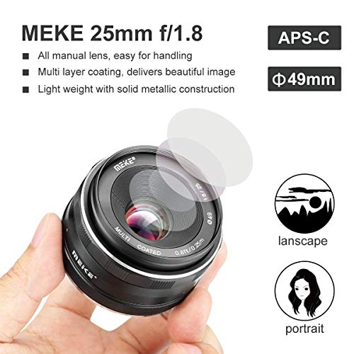 Meike Lente gran angular de 25 mm f / 1.8 gran apertura lente de enfoque manual para Olympus Panasonic Micro 4/3 montaje cámara sin espejo