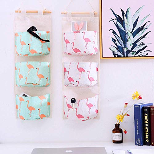 Mein HERZ 2 Pzs Bolso Colgante Tema Flamenco,Organizador para Puerta De Almacenamiento De Acabado 3 Bolsas Bolso De La Pared del Organizador del Bolso Plegable (Verde + Blanco) Mein HERZ 2 Pzs Bolso Colgante Tema Flamenco,Organizador para Puerta De Almacenamiento De Acabado 3 Bolsas Bolso De La Pared del Organizador del Bolso Plegable (Verde + Blanco)