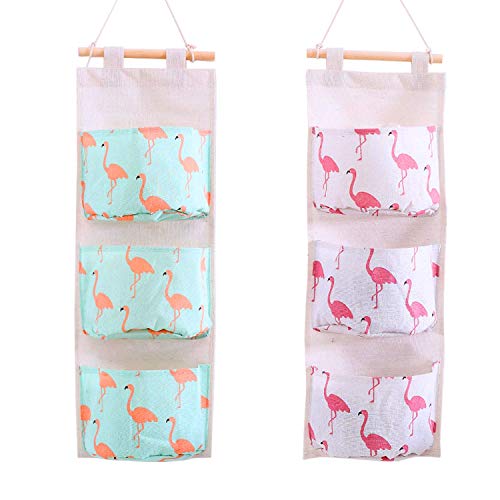 Mein HERZ 2 Pzs Bolso Colgante Tema Flamenco,Organizador para Puerta De Almacenamiento De Acabado 3 Bolsas Bolso De La Pared del Organizador del Bolso Plegable (Verde + Blanco) Mein HERZ 2 Pzs Bolso Colgante Tema Flamenco,Organizador para Puerta De Almacenamiento De Acabado 3 Bolsas Bolso De La Pared del Organizador del Bolso Plegable (Verde + Blanco)