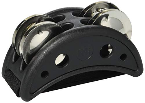Meinl Percussion cfjs2s - BK pie de acero inoxidable pandereta con campanas y marco de madera de densidad media negro
