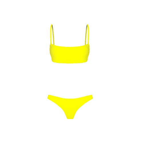 meioro Conjuntos de Bikinis para Mujer Push Up Bikini Traje de baño de Tanga de Cintura Baja Trajes de baño Adecuado Viajes Playa La Natacion (S, Amarillo)