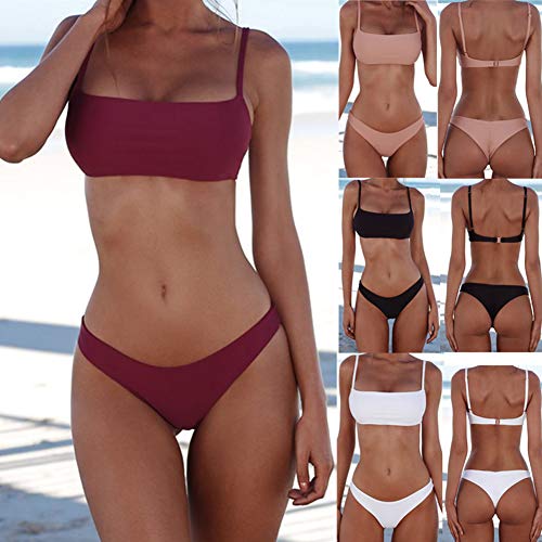 meioro Conjuntos de Bikinis para Mujer Push Up Bikini Traje de baño de Tanga de Cintura Baja Trajes de baño Adecuado Viajes Playa La Natacion (S, Púrpura)