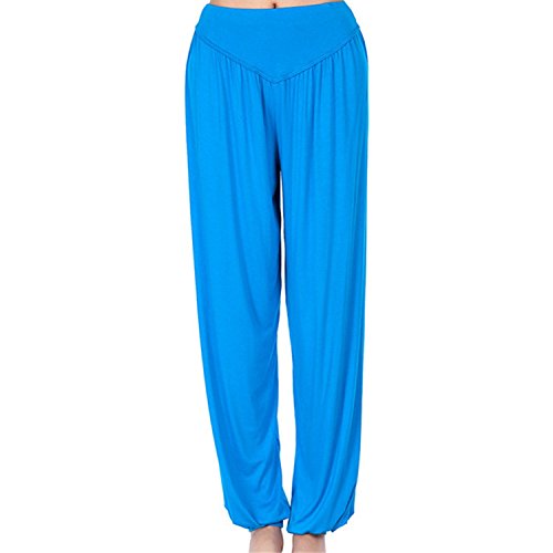 MEISHINE® Mujer Pantalones de Yoga Pantalones Deportivos Algodón Modal Harem Pantalón Polainas para Danza, Yoga, Ganduleado, Fitness - Muy Suave (Size S, Light Blue)